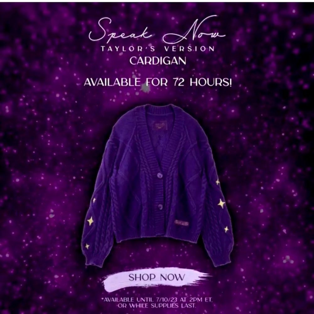 Taylor Swift Speak Now Cardigan!💜 M/L